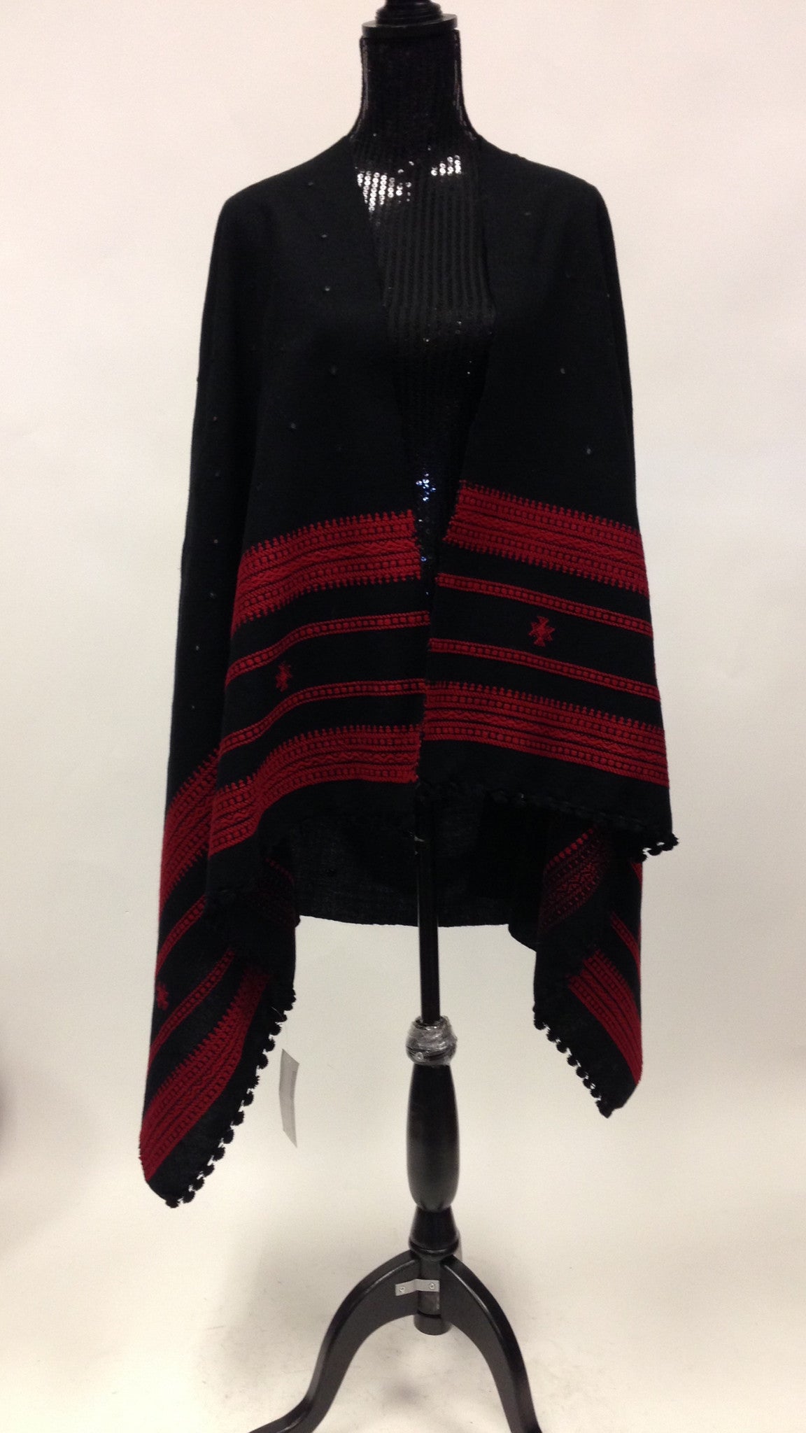 Gujarati Hand Embroidery Shawl - Black - 3
