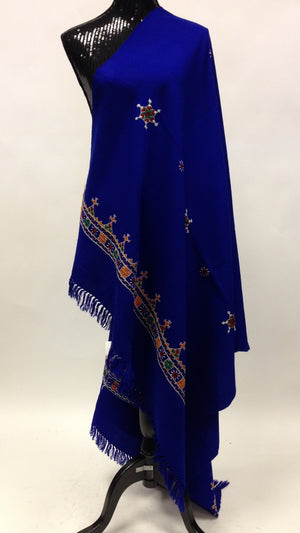 Gujarati Hand Embroidery Shawl - Blue - Sarang