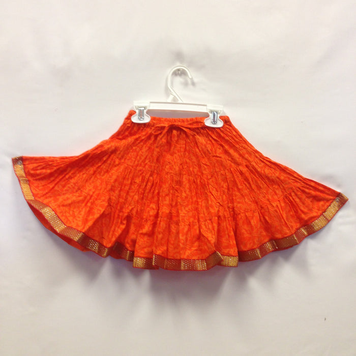 Girls Ghagra Flared Skirt - Orange