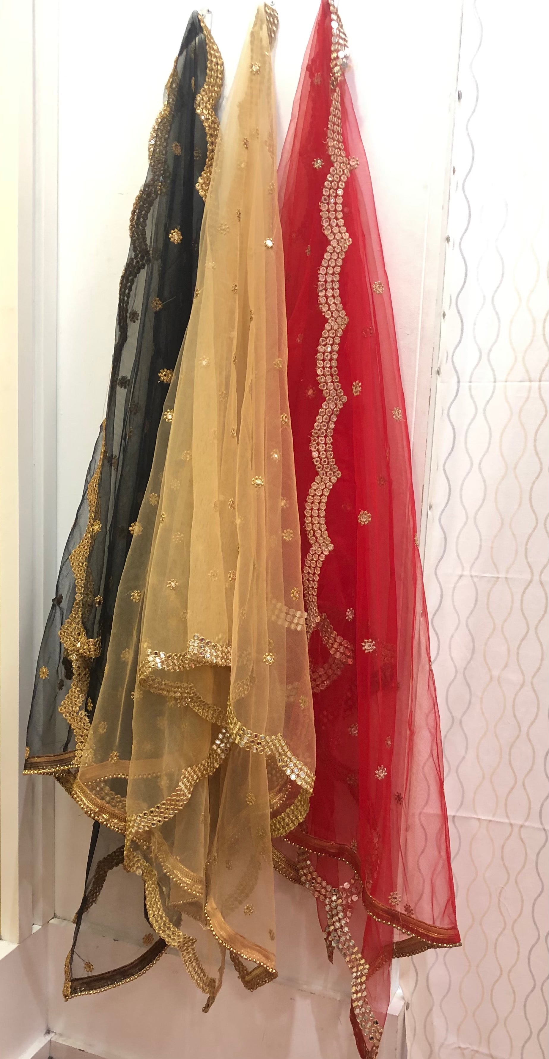 Net Dupatta With Mirror work