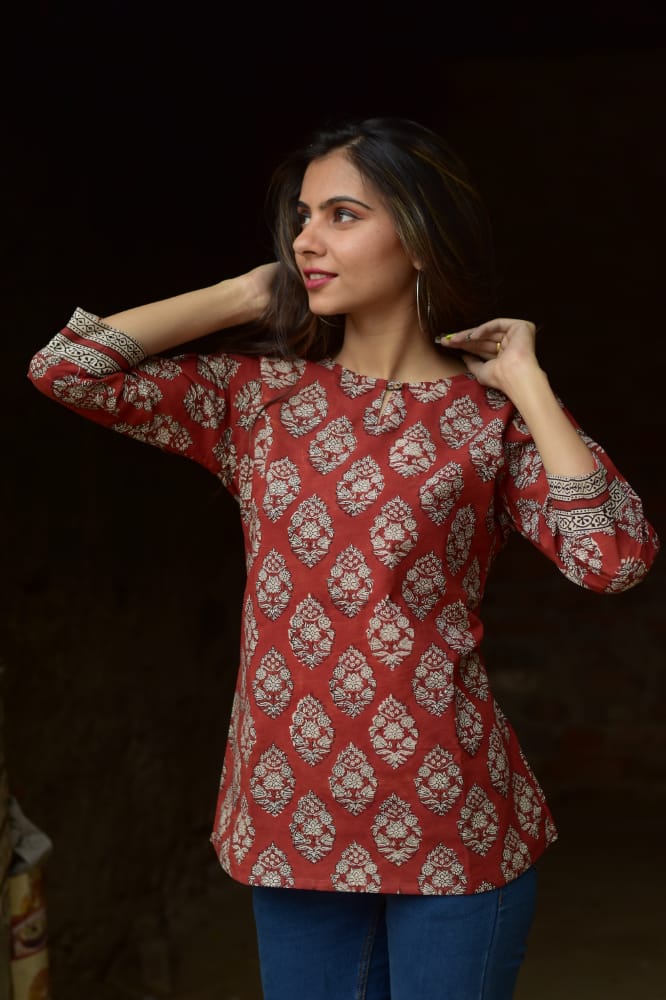 Cotton Block Print Top/Kurti