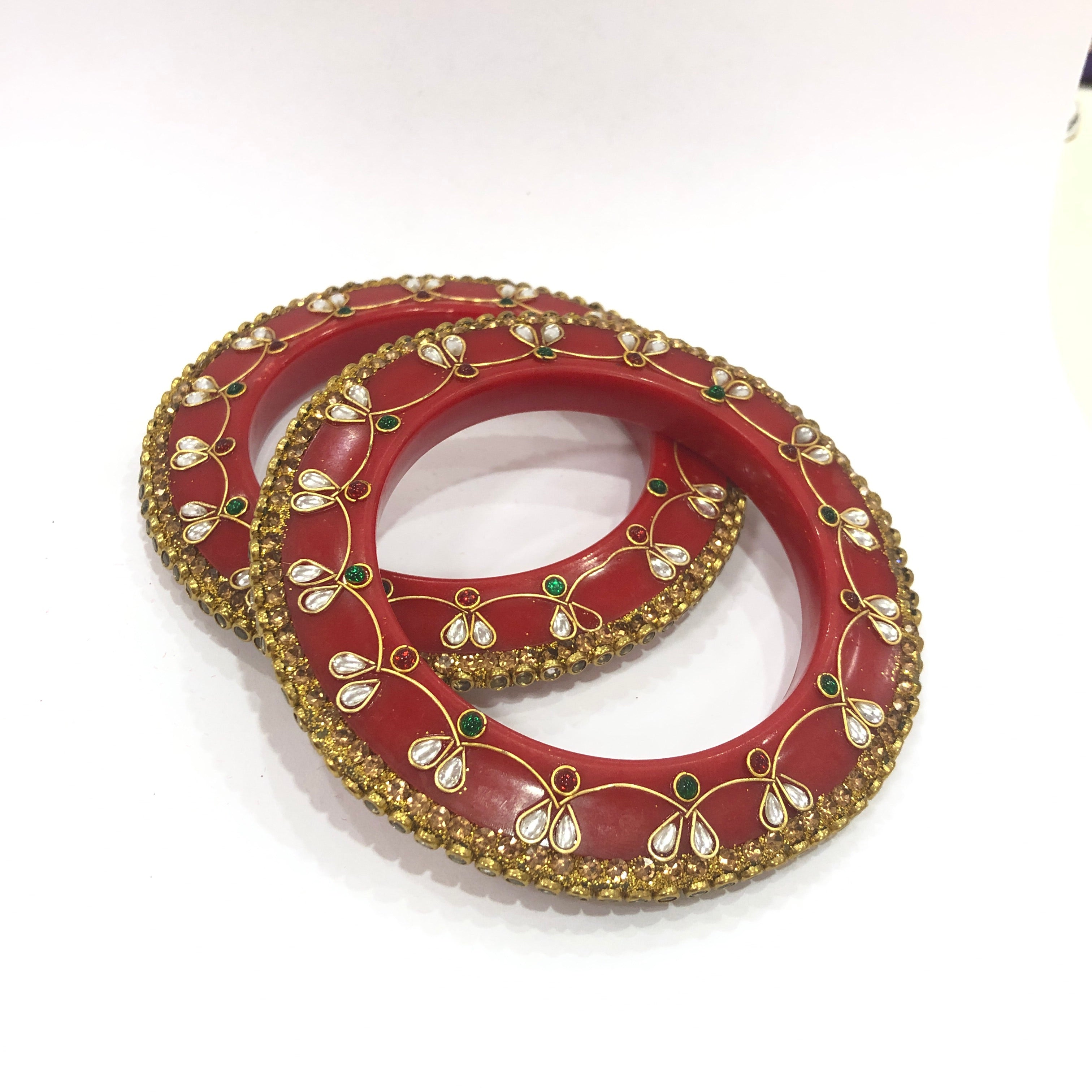 Red Bangles w/ Gold Rim