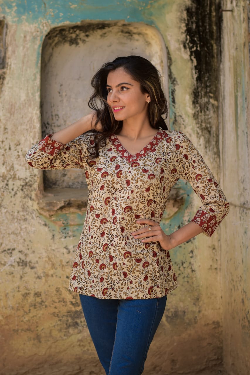 Cotton Block Print Top/Kurti