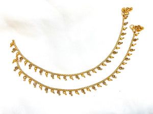 Gold Tone /Plated Anklet / Payal With White Stone and pearl