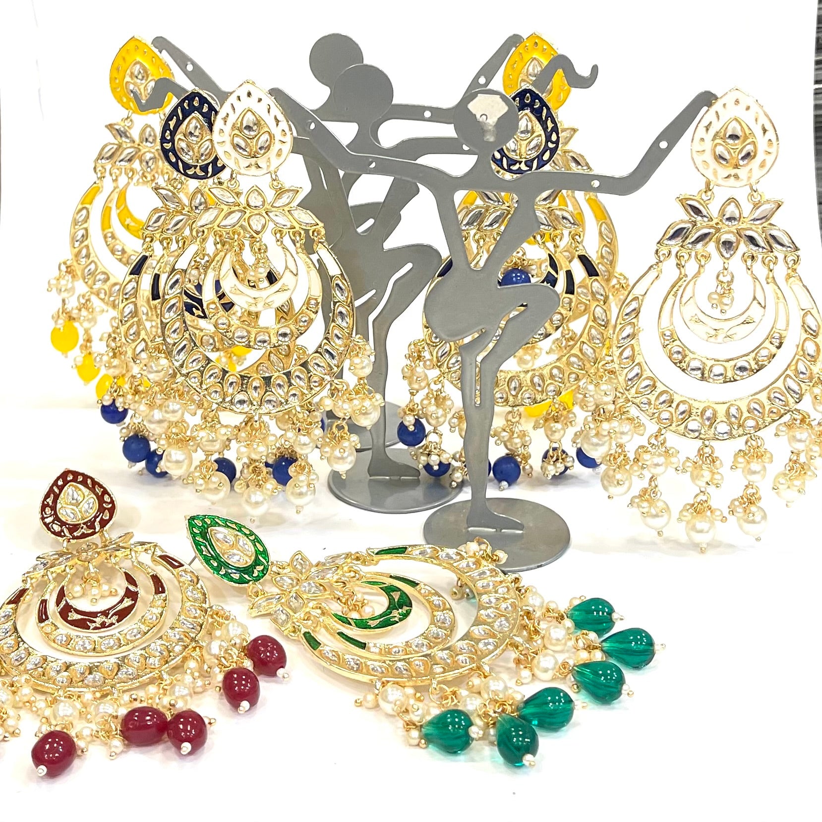 Big Hand-Painted Chandbali  Earring