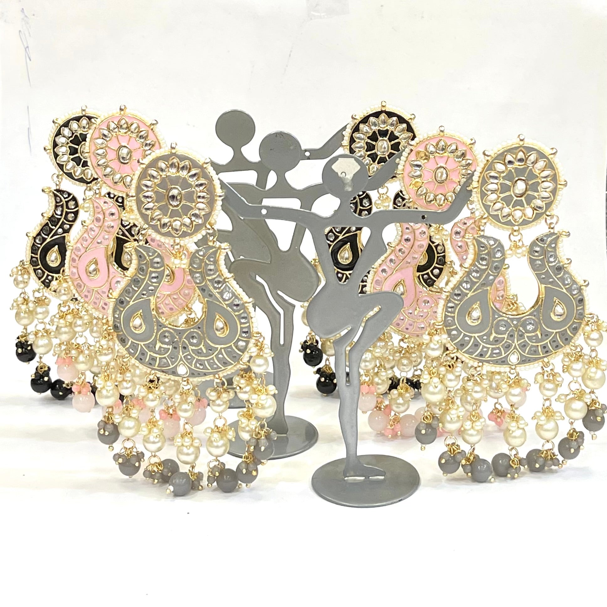 Big Hand-Painted Chandbali  Earring