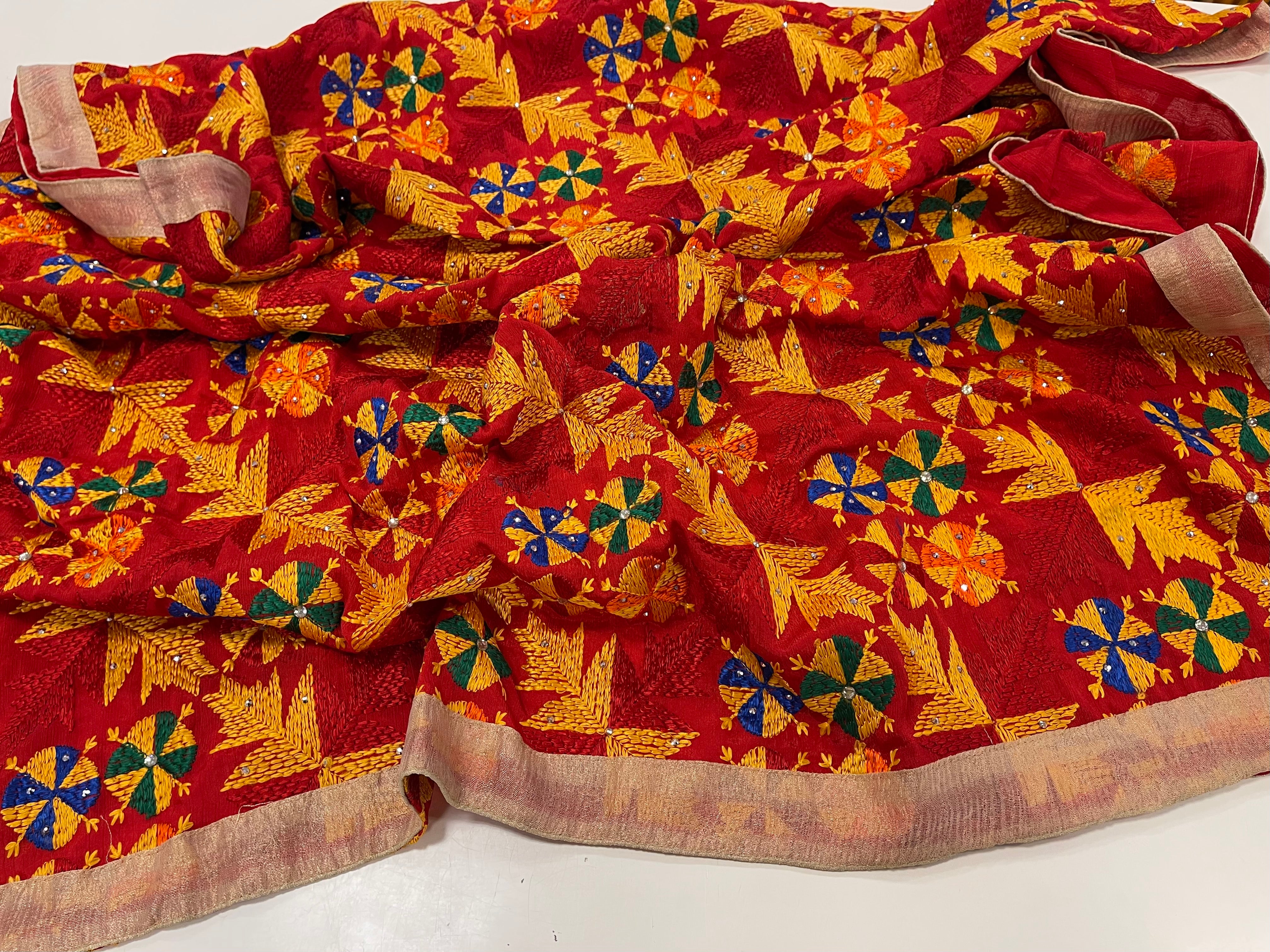 Phulkari Multibagh multicolored Embroided Dupatta for women