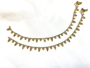 Tone /Plated Anklet / Payal With White Stone and pearl