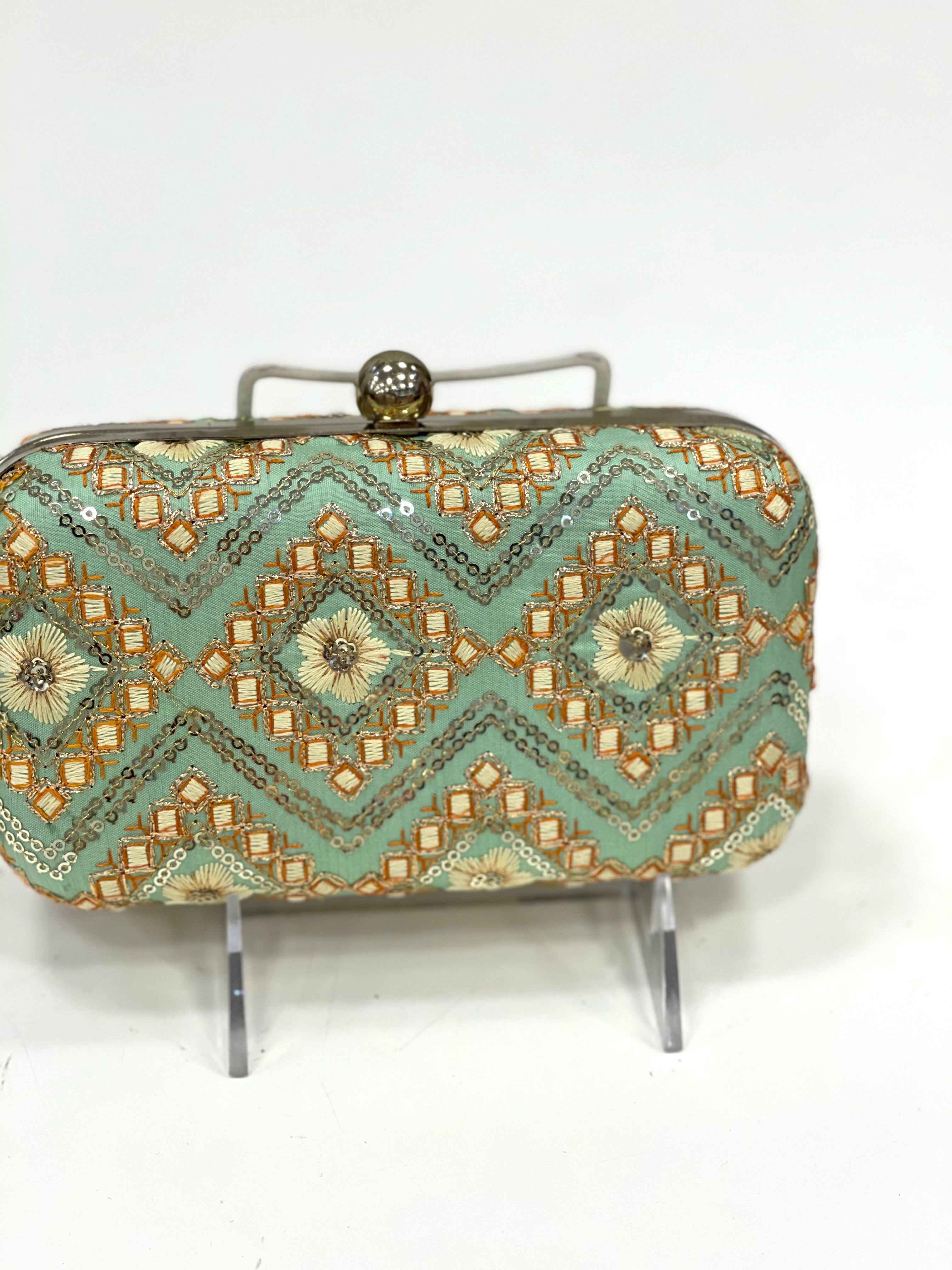 Silk Embroidered Clutch Bag