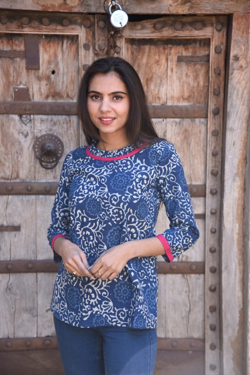 Cotton Block Print Top/Kurti