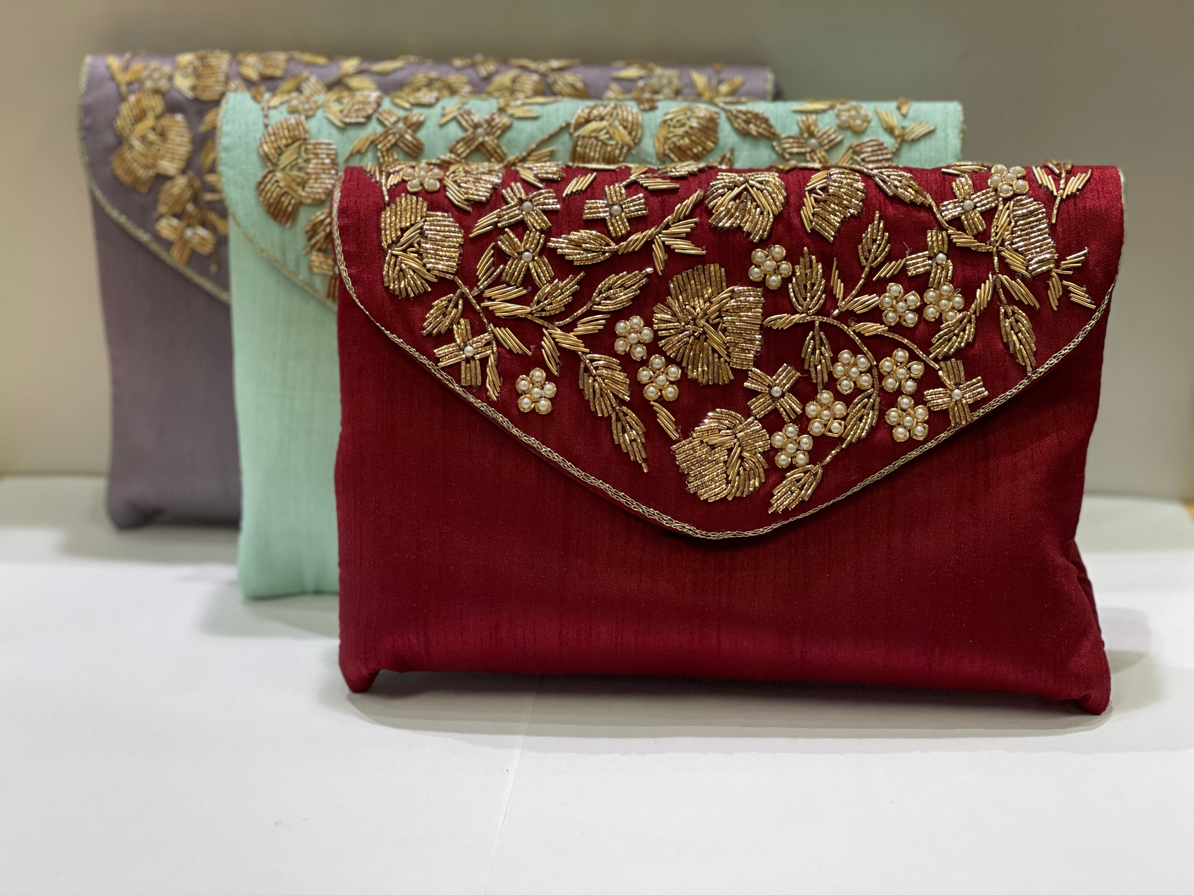 Silk Embroidered Clutch