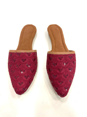 Indian Ethnic Shoes, Women Mojaris, Back open Flat shoes