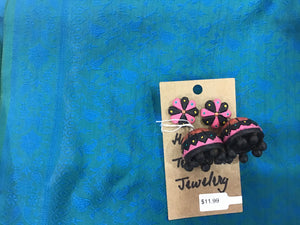 Handmade Terra Cotta Earrings - BlueRed, PinkBlack