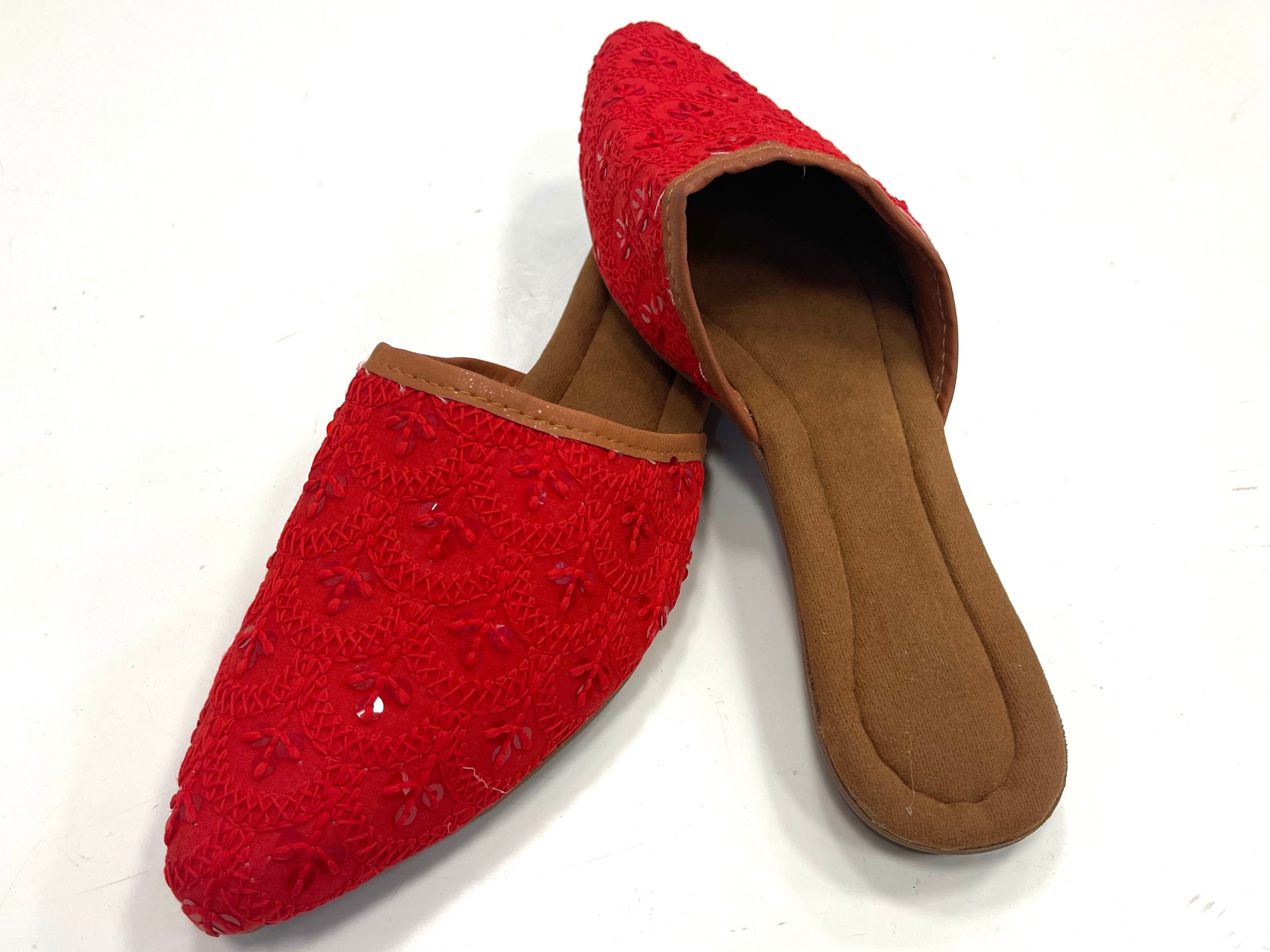 Indian Ethnic Shoes, Women Mojaris, Back open Flat shoes