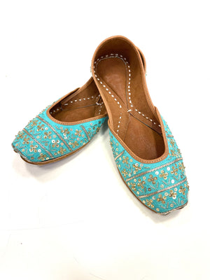 GREEN - Punjabi JUTTI,Mojari Shoes, Indian Ethnic Shoes, Women Mojaris,/ Khussa
