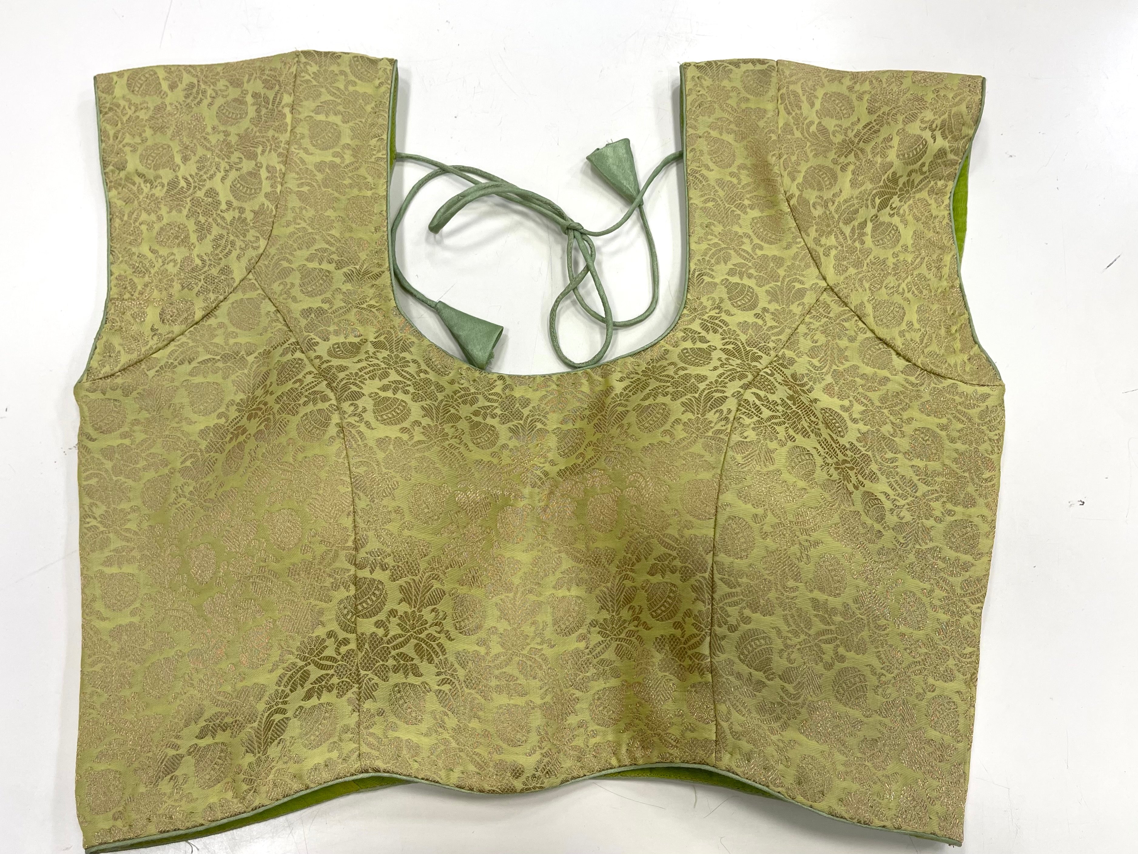 Brocade Blouse - Parrot Green Golden