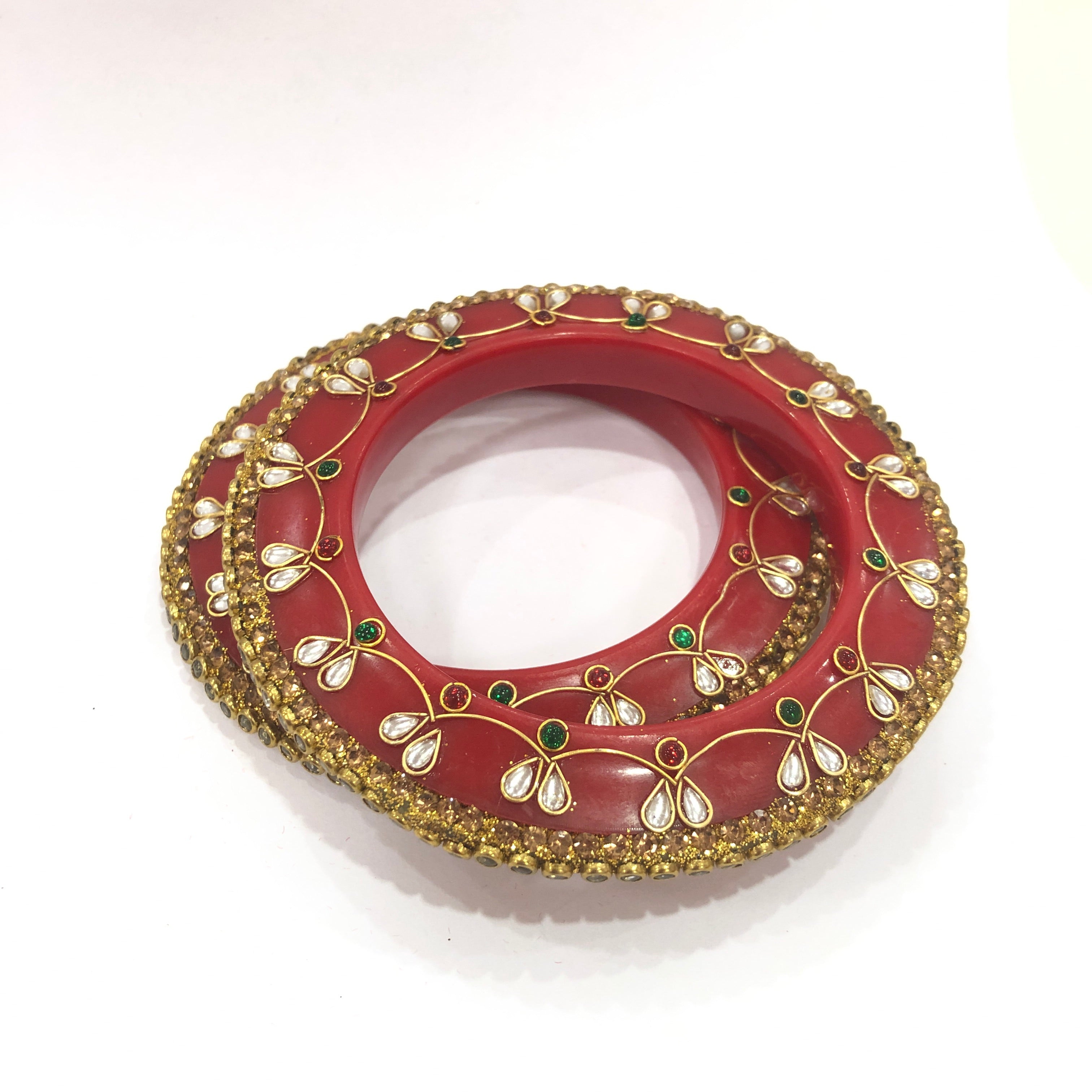 Red Bangles w/ Gold Rim