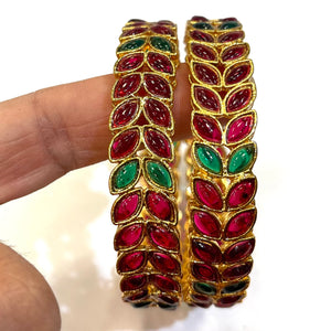 Kundan Gold Bangle Pair/ Indian Jewelry/ Indian Kada/ Kemp Bangle/ Gold Kada / Bollywood Jewelry