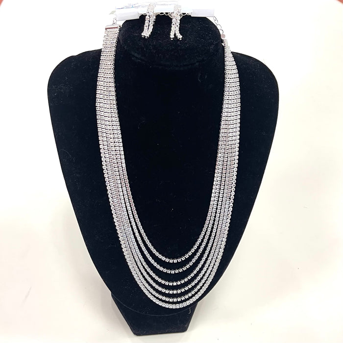 White Stone layered Necklace