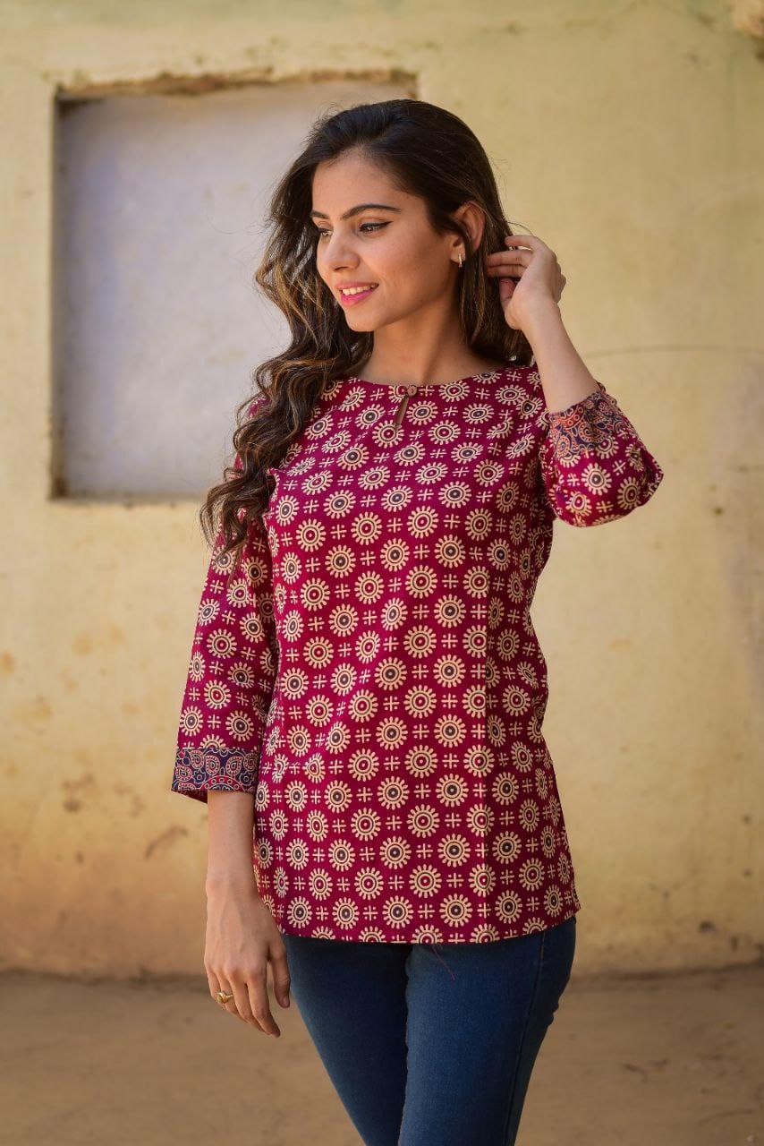 Cotton Block Print Top/Kurti