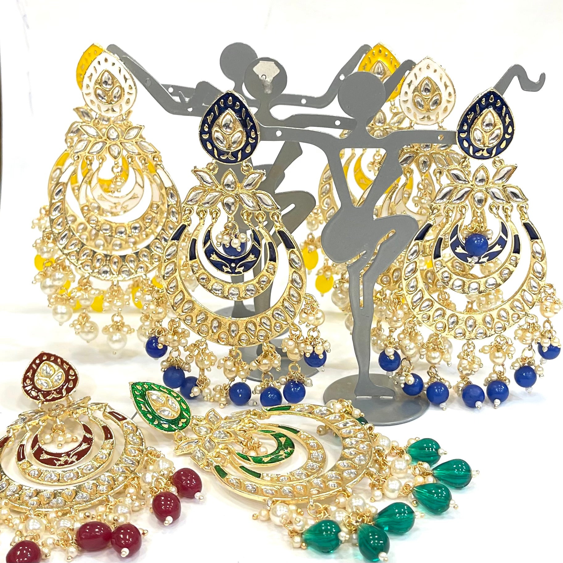 Big Hand-Painted Chandbali  Earring