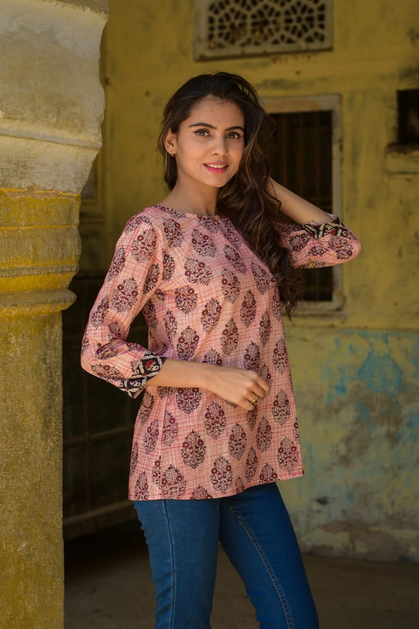 Cotton Block Print Top/Kurti