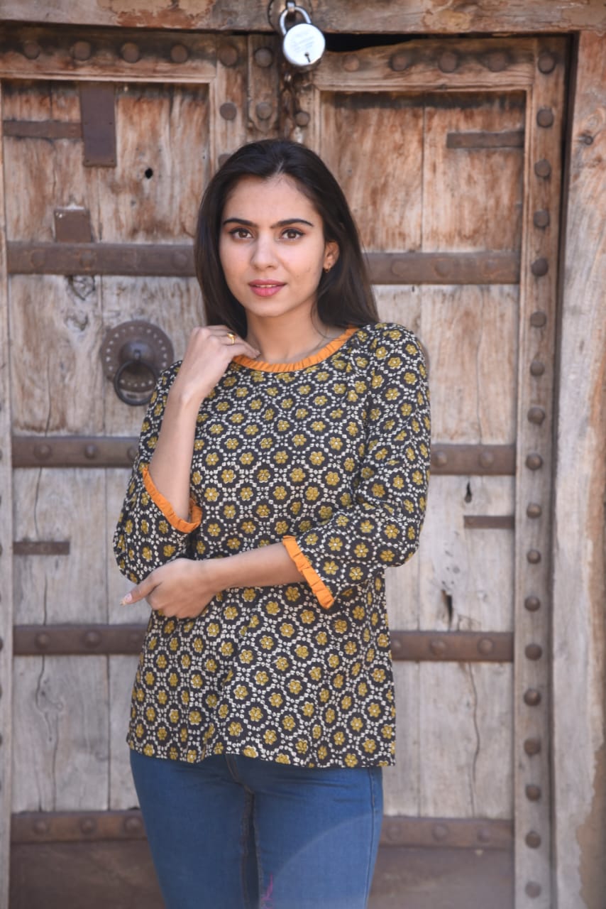 Cotton Block Print Top/Kurti