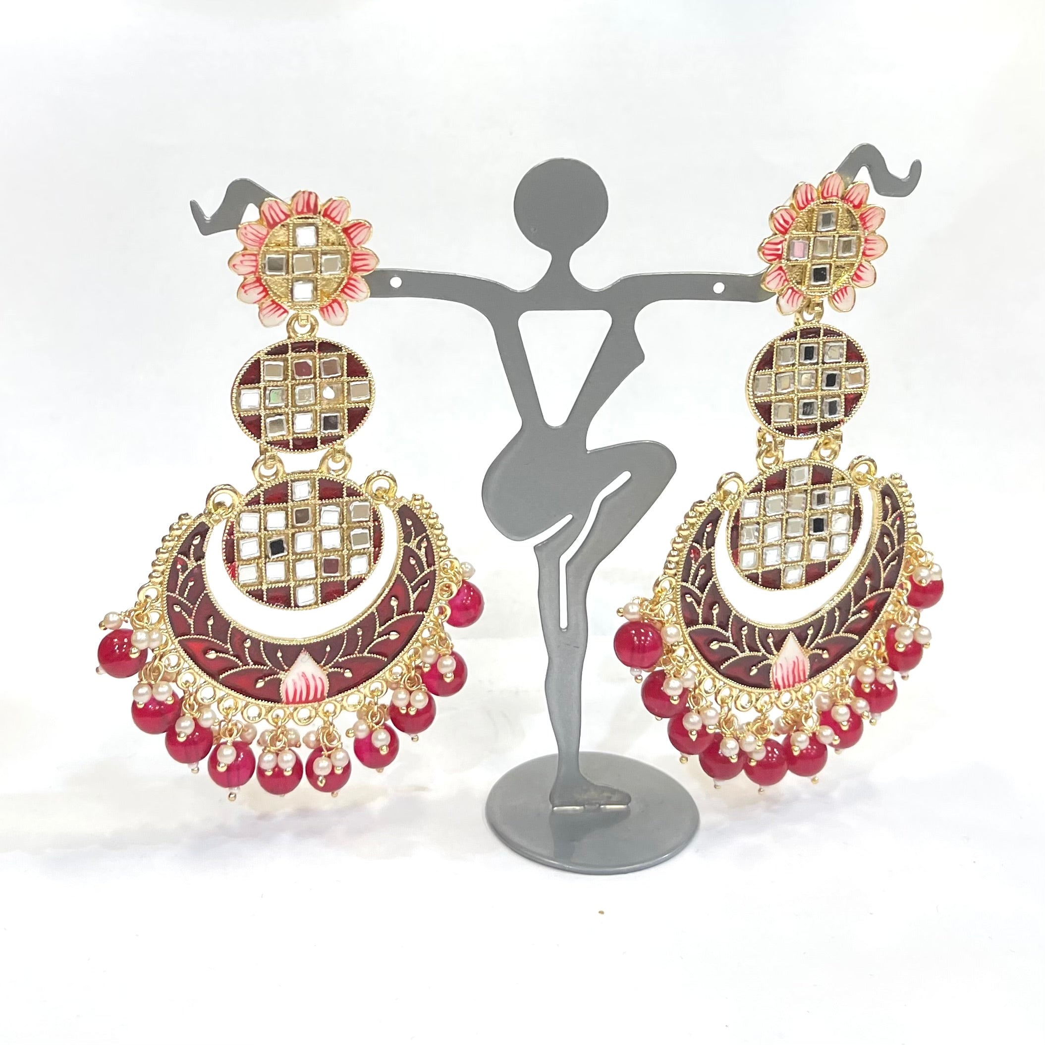 Big Hand-Painted Kundan Earring