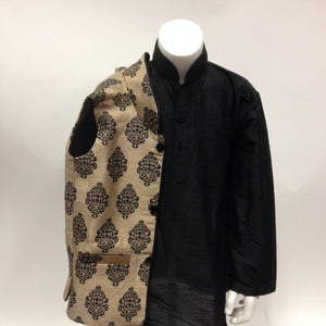 Traditional Kurta Pyjama with Goldenish Waist Coat - Sarang