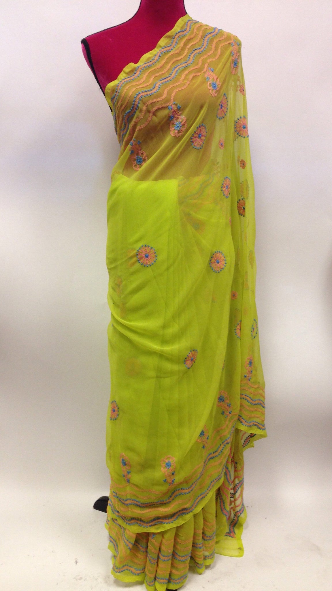 Georgette lucknowi Saree - 4