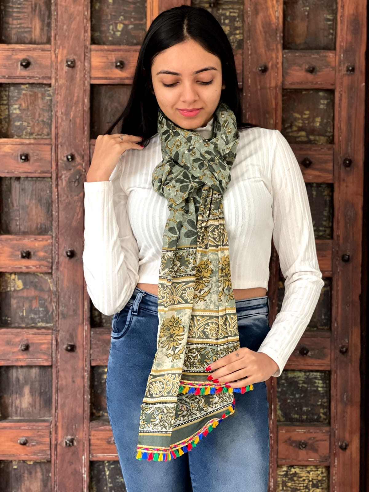 Hand Block Print Cotton Scarf