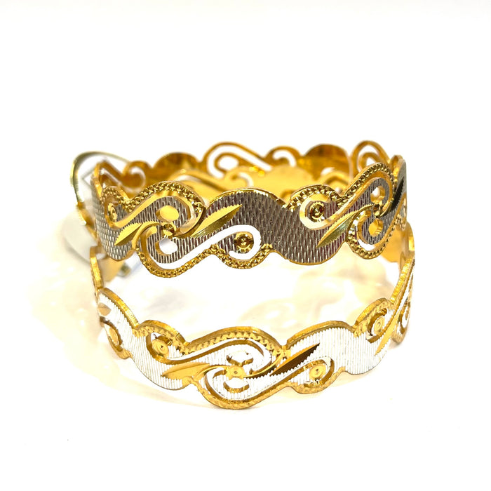 1Gm two Tone Gold Bangle Pair