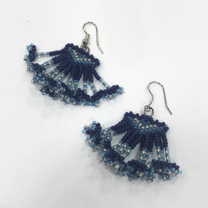 Handmade Bead Earrings-Blue