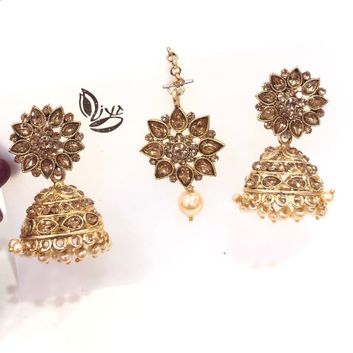 Tika and Jhumki Earrings Set