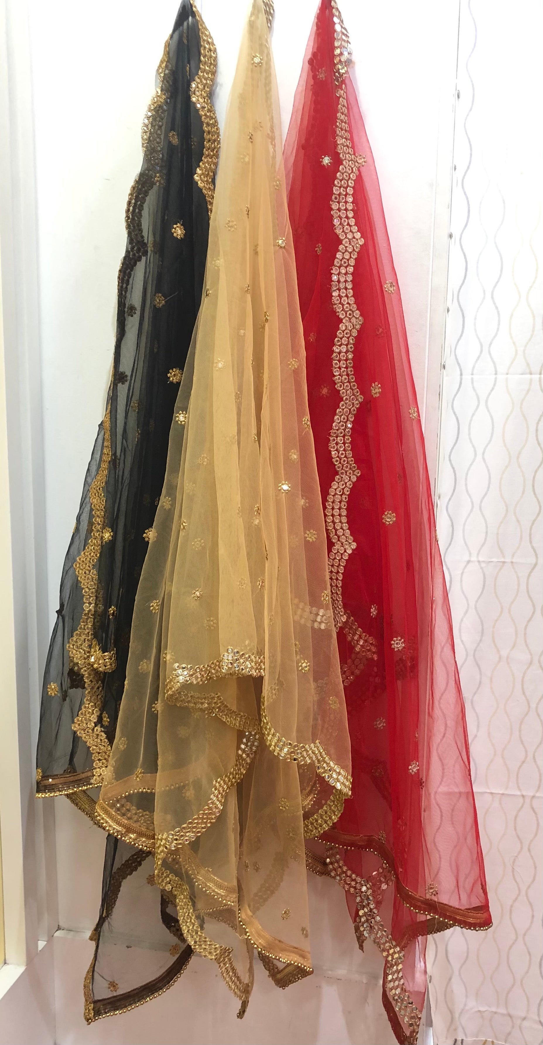 Net Dupatta With Mirror work