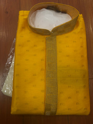 Men’s Silk Kurta Pajama Set - Yellow