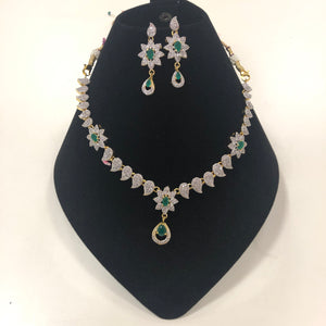 American diamond necklace with earrings