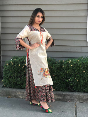 Kalamkari Long Layered Maxi Dress