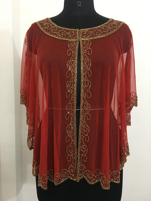 Long Embroidered Poncho / Cape