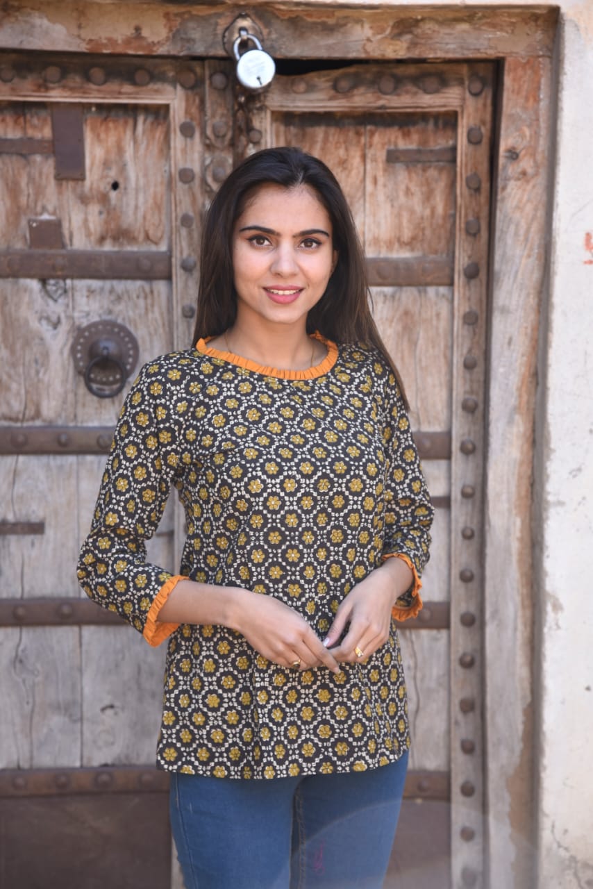 Cotton Block Print Top/Kurti