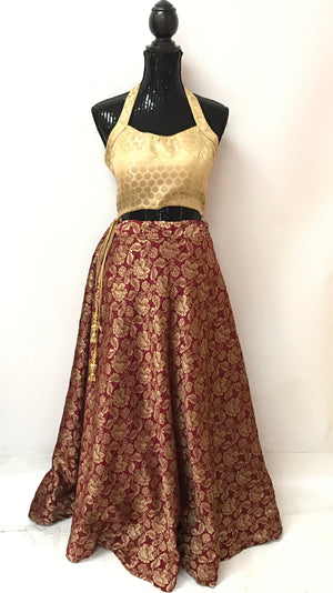 Jamawar silk skirt- Maroon