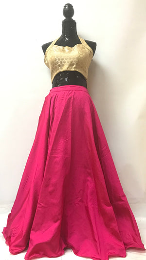 PLAIN SILK LONG SKIRT