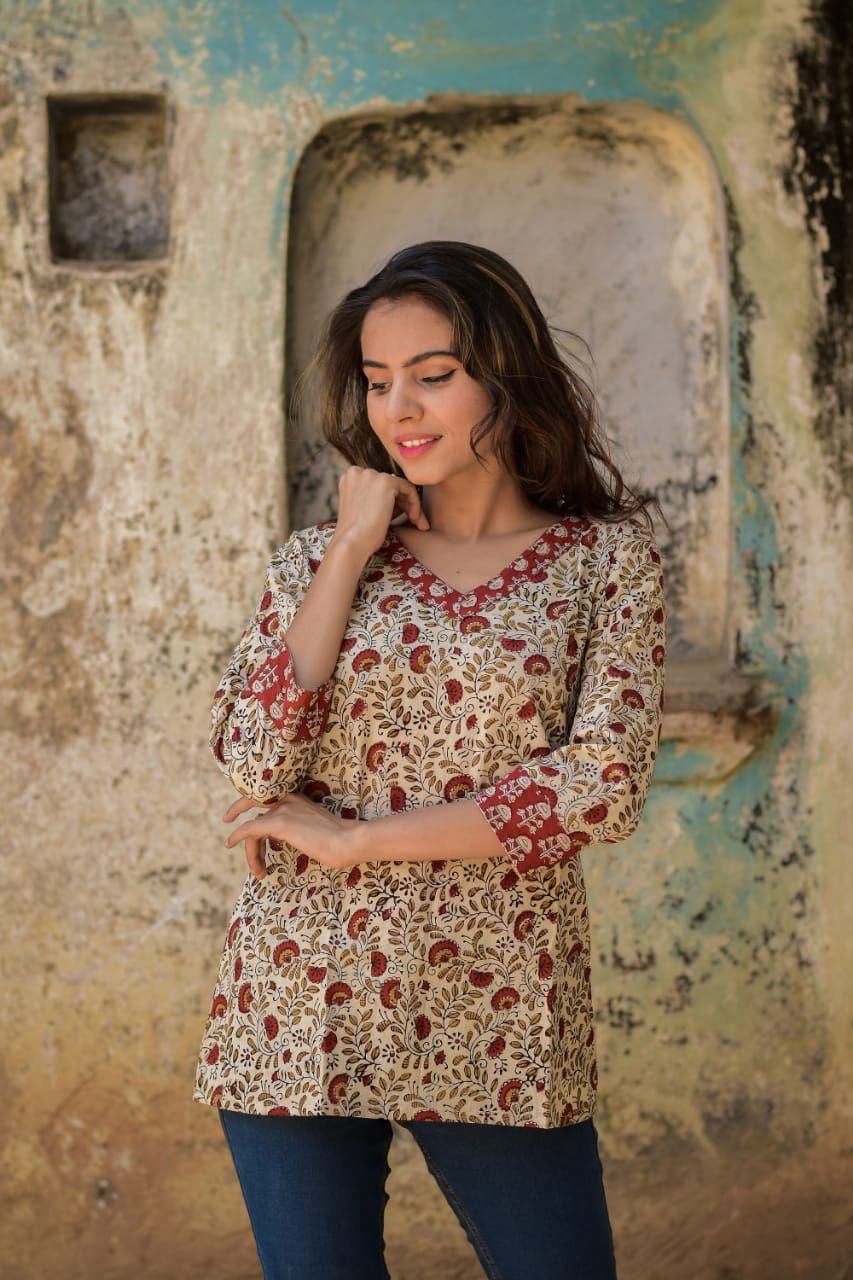 Cotton Block Print Top/Kurti