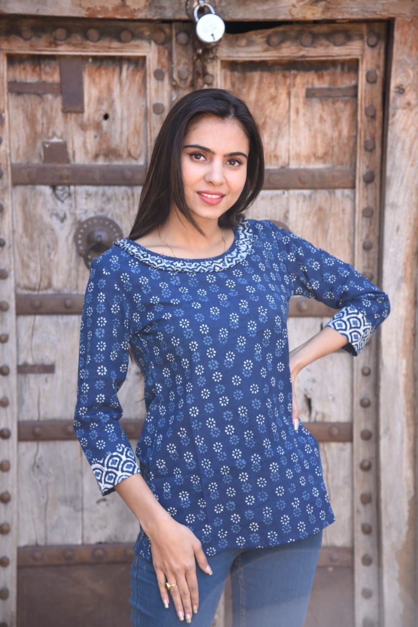 Cotton Block Print Top/Kurti