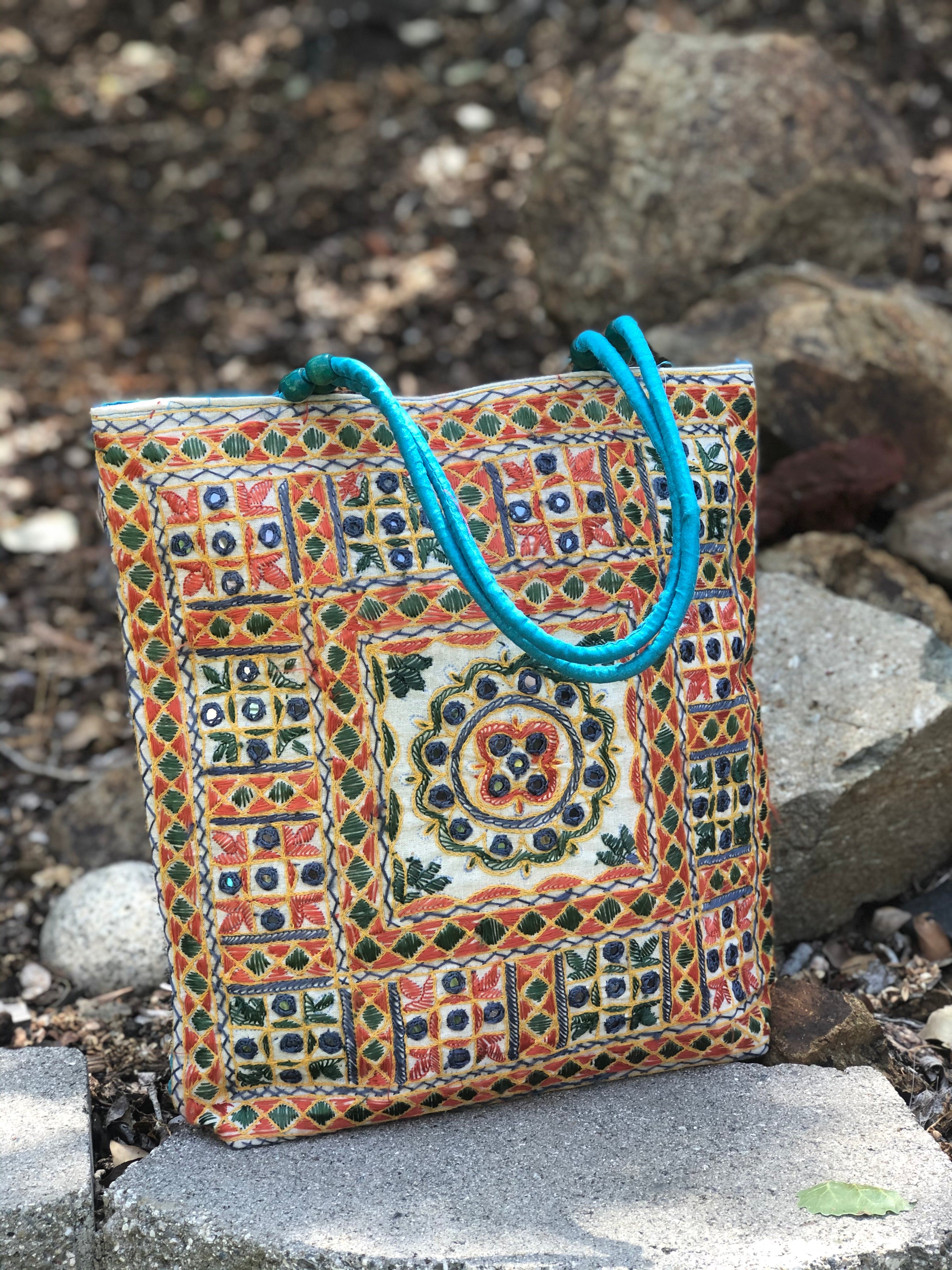 Boho Embroidered Tote Bag