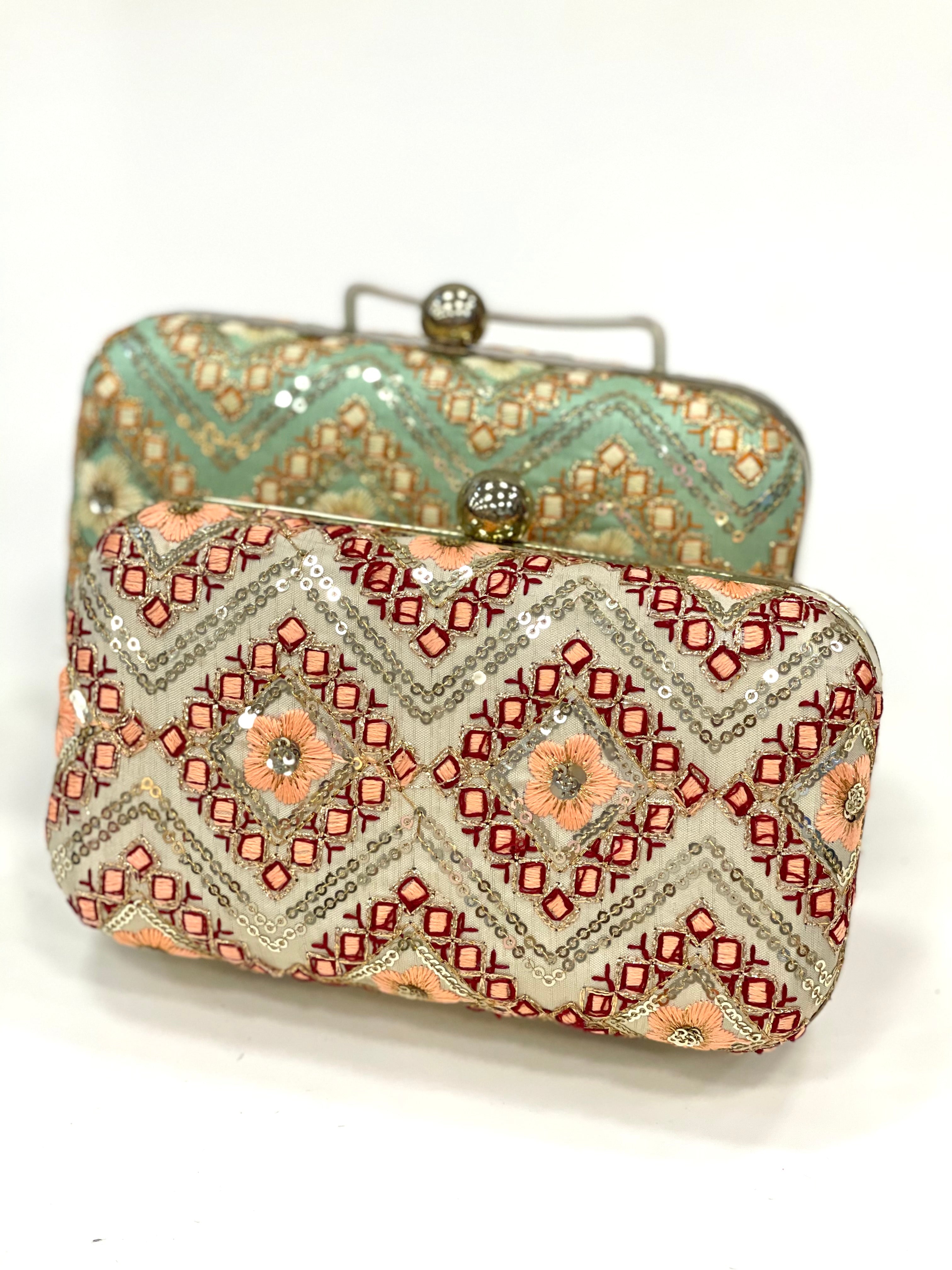 Silk Embroidered Clutch Bag