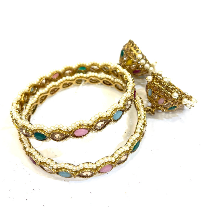 Gold Bangle Pair/ Indian Jewelry/ Indian Kada/ Kemp Bangle/ Gold Kada / Bollywood Jewelry