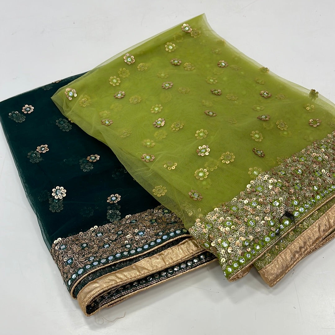 Net Mirror Work/Sequence Dupatta