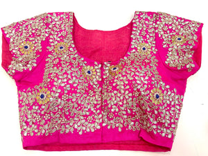 Silk Gottapati Designer Handmade Blouse - Pink