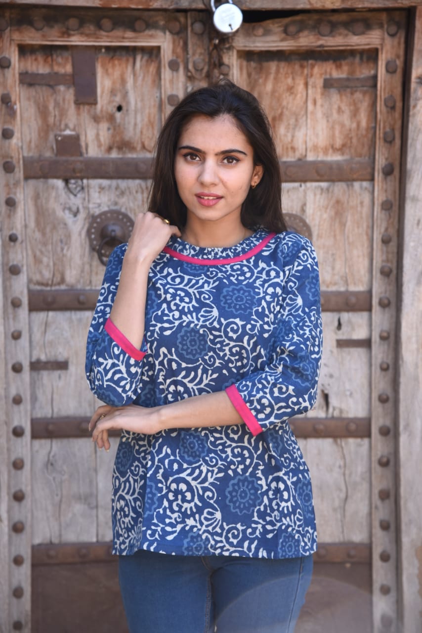 Cotton Block Print Top/Kurti